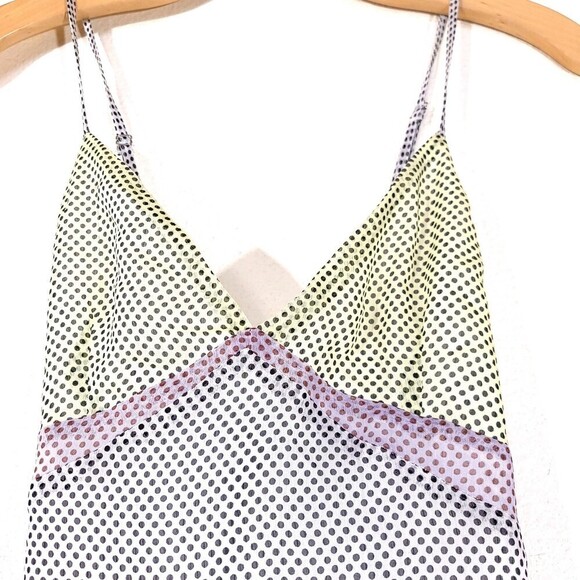 URBAN OUTFITTERS UO V-Neck Cami Mini Slip Dress Neon White Polkadot Womens Small - Picture 2 of 10